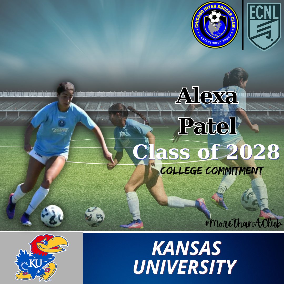 chiINTER's tweet photo. Congratulations to 2010G member Alexa Patel on her recent commitment to Kansas University!
Wishing you the best of luck as you continue your journey with the @KUWSoccer Jayhawksโ weโre so proud of you! @ECNLgirls
#MoreThanAClub #ClassOf2028 https://t.co/0ticjFH4ol