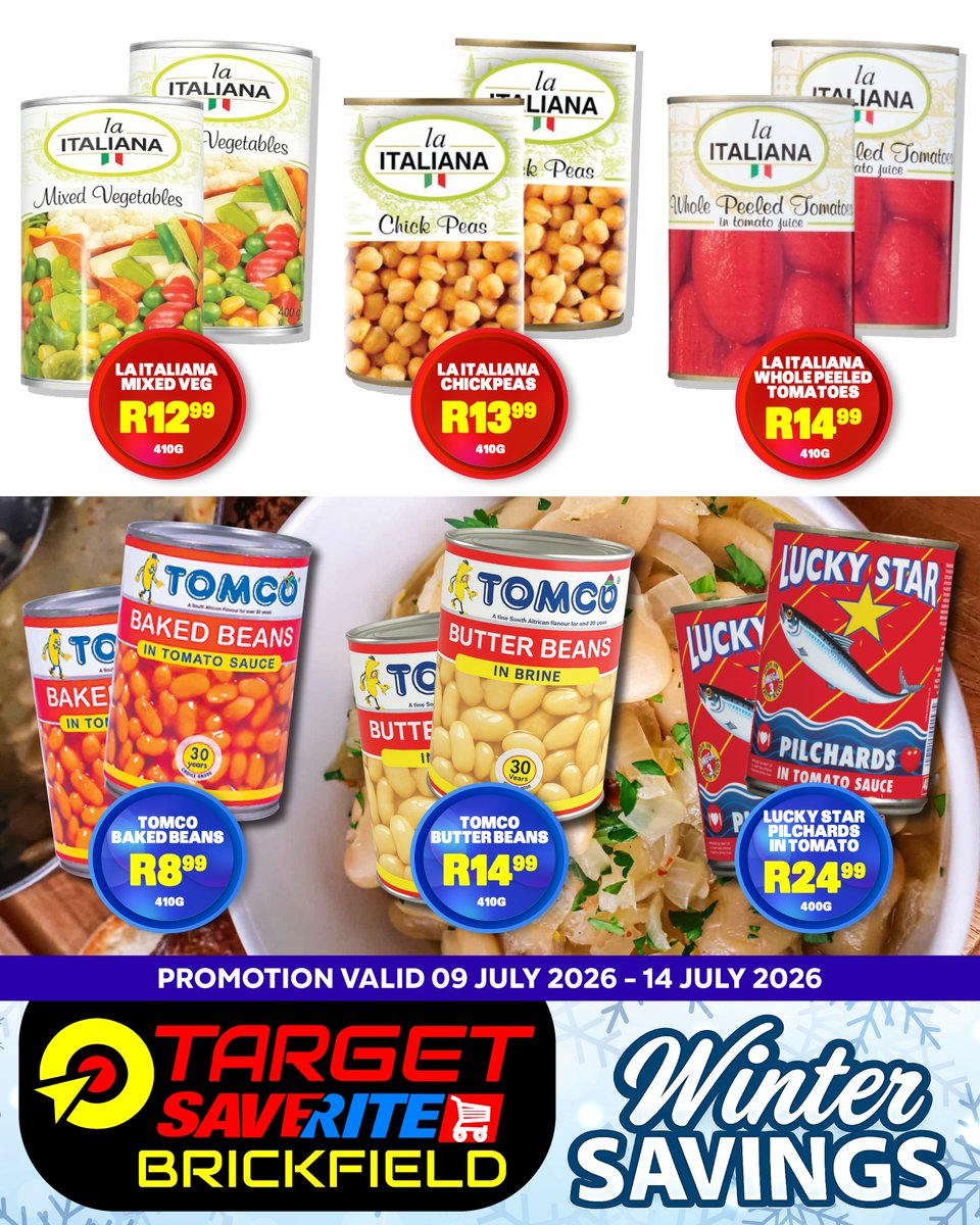BrickfieldSave1's tweet photo. 💥 Savings You Don't Want to Miss! 💥
Bring your shopping list and let us help you save more every time you visit🎯❤️
📍 374 Brickfield Road, Overport
📞 031 001 4138
📲 079 760 7897
#TargetSaverite #BrickfieldSpecials #ShopAndSave #EverydayValue #BudgetFriendly https://t.co/UoKFLImaSi