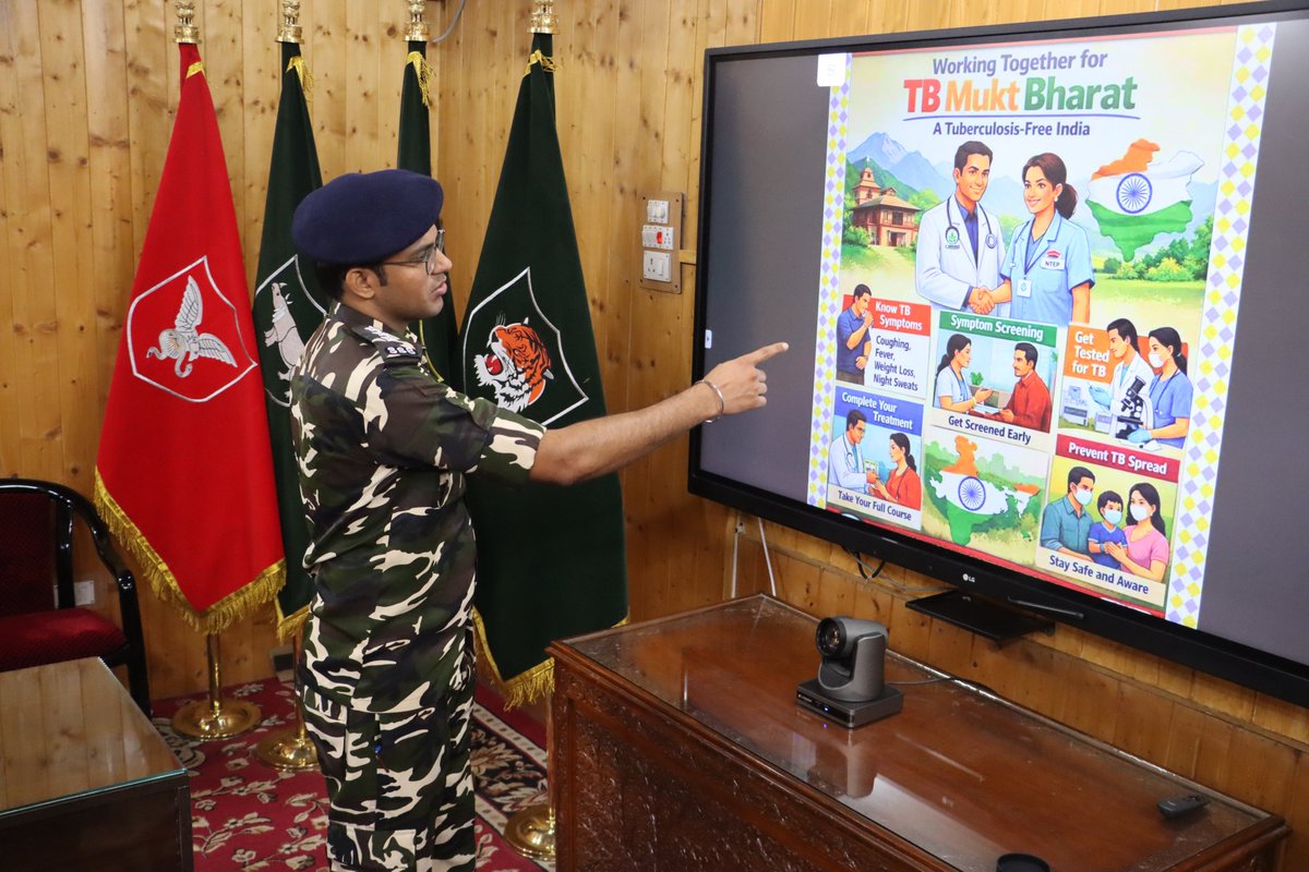2bnssb's tweet photo. “द्वितीय वाहिनी पट्टन में ‘विश्व टीबी दिवस 2026’ के उपलक्ष्य में 100 दिवसीय जागरूकता अभियान पर एक कार्यशाला का आयोजन किया गया I डॉ मनोज जाट द्वारा संचालित इस कार्यक्रम में वाहिनी के सभी अधिकारियों और बलकर्मियों ने सक्रिय रूप से भाग लिया I” https://t.co/VdTTacVVPk