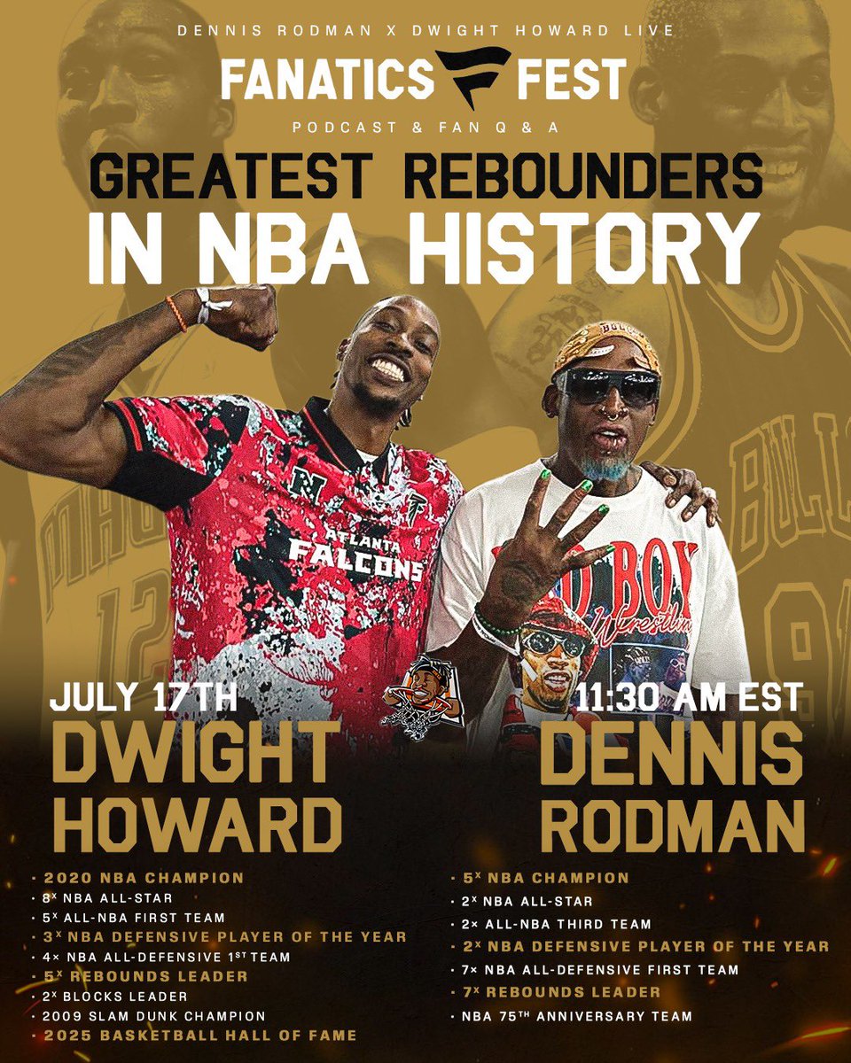 DwightHoward's tweet photo. We the 2 Greatest Personalities the NBA ever seen 🤷🏾‍♂️🍿🔥 &amp; rebounders btw

watch us live at Fanatics Fest 11:30AM July 17th at the Javits Center https://t.co/xwyHNKU6Mk
