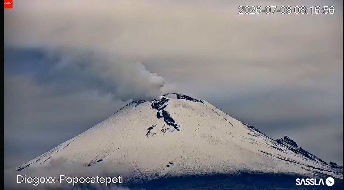 InfoMeteoro's tweet photo. ❄️Bellísimo amaneció el #Popocatépetl cubierto de nieve y con exhalación

🌲Las lluvias y nevadas están aumentando en la zona para seguir beneficiando bosques y cuerpos de agua

¿Lo vieron esta mañana?

📸 @webcamsdemexico y @Diegoxx_YT https://t.co/h0JZjGqChd