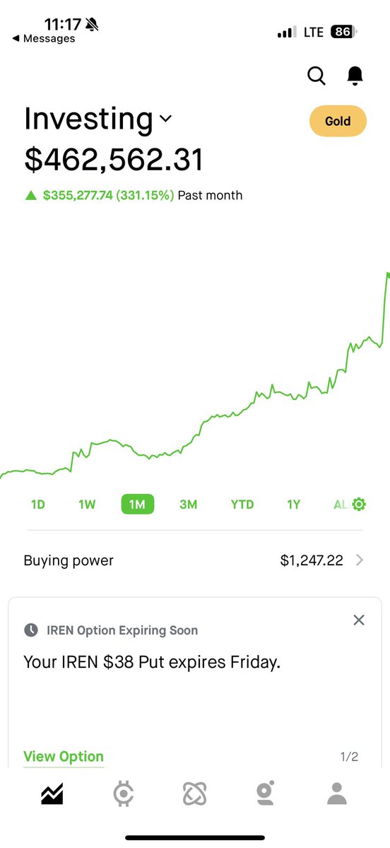 JwInvests's tweet photo. This is my trading journey from 2024 -> now

Every thing I’ve did in the past has been a learning experience which got me to where I am now. There has been days where I felt like giving up, hopeless, & defeated, but I stayed true to myself because I knew there was much to learn. Every opportunity whether it’s a fail or win, is a learning experience.

I first started with around $10,000 and fast forward to now I sit around $1.5m. I didn’t get this overnight, I got to where I am by staying dedicated to learning and never gave up over my four years in the market.

I do not sell a course and I do not look forward to selling a course. When I started posting on X, I enjoyed posting about my knowledge and helping people learn things about the market. I give my honest opinions, I share my holdings (with receipts) and I do like sharing my technical analysis completely free.

My first big play was $pltr which I got in around $16 with 500 shares. It ran all the way up to around $80 before I started taking my first big profits. It now sits around $130 & I still hold shares for the long term. My second big hit was $hims which ran all the way up to $70. I first got in before they first added compounded glp1 which is what started the run. My first buy was in the single digits around $8. As it got to around $15 I had around 1500 shares. I took my first profits around $40-$50, kind of missed a lot on the run to $70 but it ended up falling all the way down to $15. 

I have 2 main brokerages, which are Robinhood & SoFi. Robinhood is more of my trading brokerage where I trade my options and also wheel options. I do use leverage, but mainly for selling options which net me great premiums. My biggest gain in a day was close to $300k which was from $iren. I had over 5k shares around $10 and a shit ton of calls at the time because I was starting to understand that data centers would be the bottleneck of Ai because ai needs energy. I still hold more than 4k shares of iren today. SoFi is more of my investing account but I do use leverage here and there which the most I made in a single month was $620k from mainly $Te, $oss, & $ampg shares + calls & $nbis, $mu, & $amd calls.

I did not start seeing these numbers overnight. It took countless days & nights learning about the companies I hold now, learning the basics of support & resistance levels, and overall knowing my entries & exits.

Disclaimer: I can only show up to 4 pictures on x so here is 4 of my biggest gains