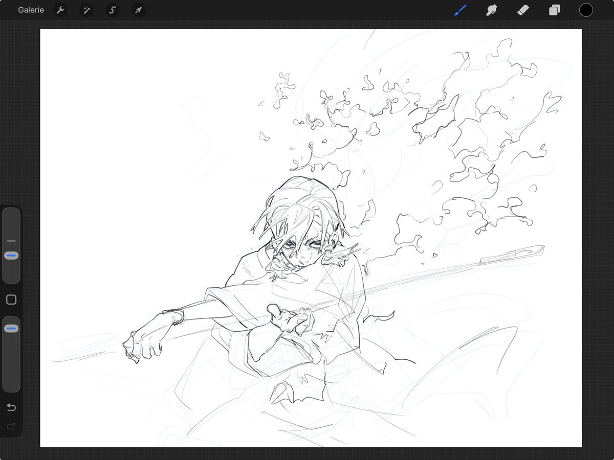 pirojokolys's tweet photo. dropping this old sketch to celebrate Zanka’s return
(I imagined him like Touka from Tokyo Ghoul and this thing of “inexhaustible flame”) https://t.co/FdPP4QZRj7