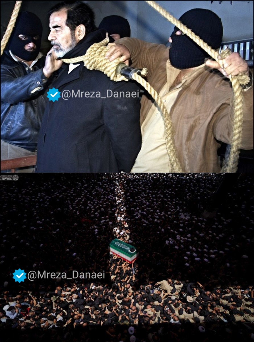 mrdanaei's tweet photo. اگه تو اوج جنگ ایران و عراق، کسی به صدام می‌گفت: سرنوشتت تو عراق سیاه‌چاله و چوبه‌داره؛ اما رهبر ایران روزی در عراق و در میان انبوهی از مردم تشییع می‌شه، هیچ‌کسی باورش نمی‌شد.
عجب تاریخی رو داریم زندگی می‌کنیم... https://t.co/UWOS6iuoPe