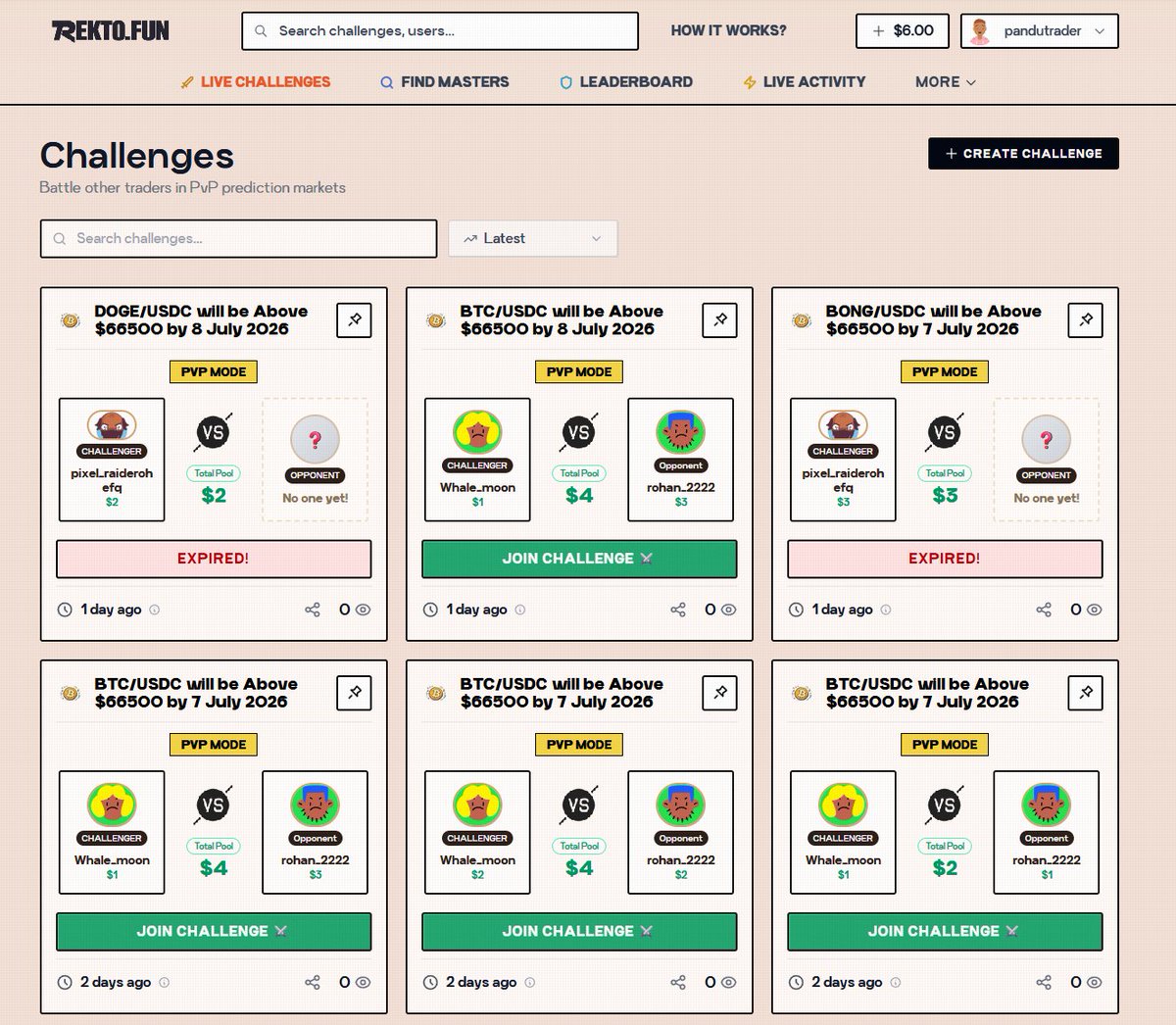 ani_xbt's tweet photo. A small sneak peek into what we are building 👀

The RektoFun Mainnet Beta launch is closer than you think.

The first version will let users create challenges around crypto price action in real time 🎯

Simple and fast - built for CT.

How’s the UI looking so far? 👇👀 https://t.co/X3Mk5e7I7W