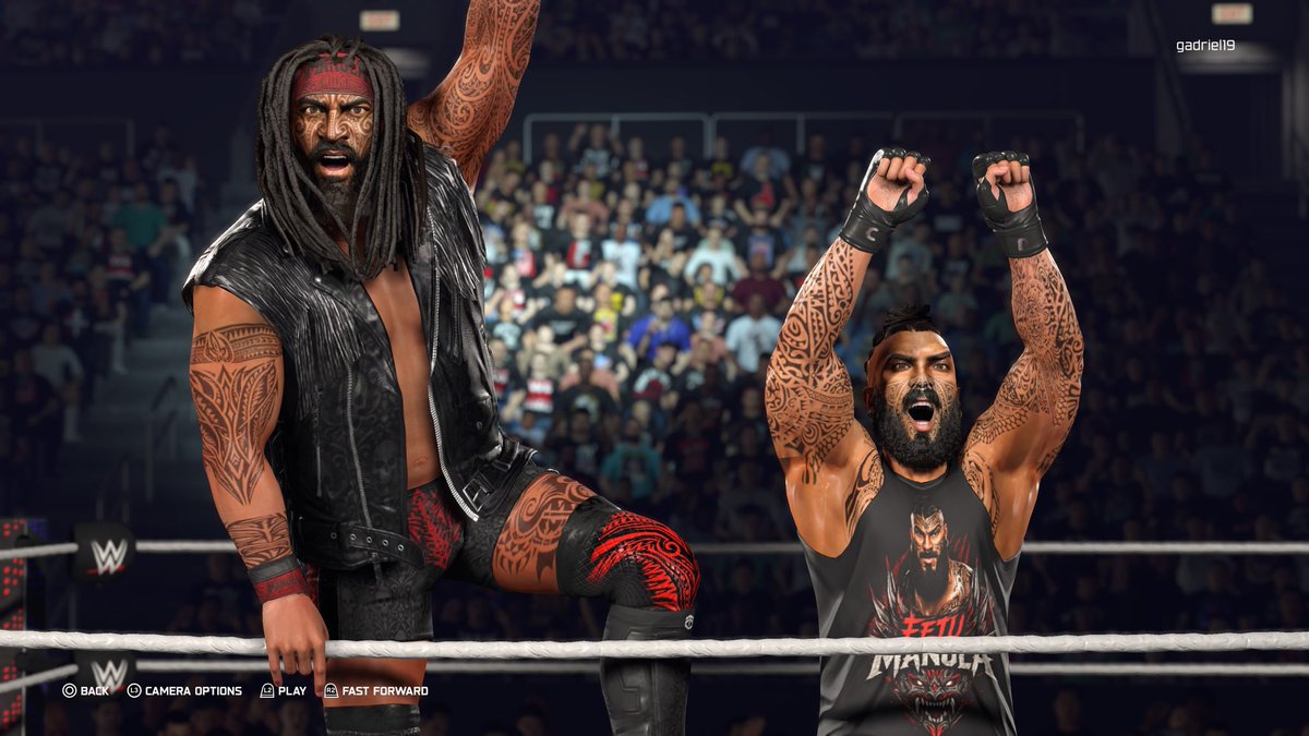 CrimsonCawsYT's tweet photo. Blood is thicker than gold. Fetu Manula and Rawiri Manula stand united. 🩸 #WWE2K26 #CAWmunity #OriginalCAW https://t.co/ffs32UF2qS