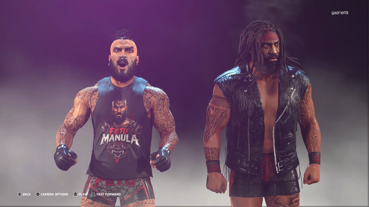 CrimsonCawsYT's tweet photo. Blood is thicker than gold. Fetu Manula and Rawiri Manula stand united. 🩸 #WWE2K26 #CAWmunity #OriginalCAW https://t.co/ffs32UF2qS