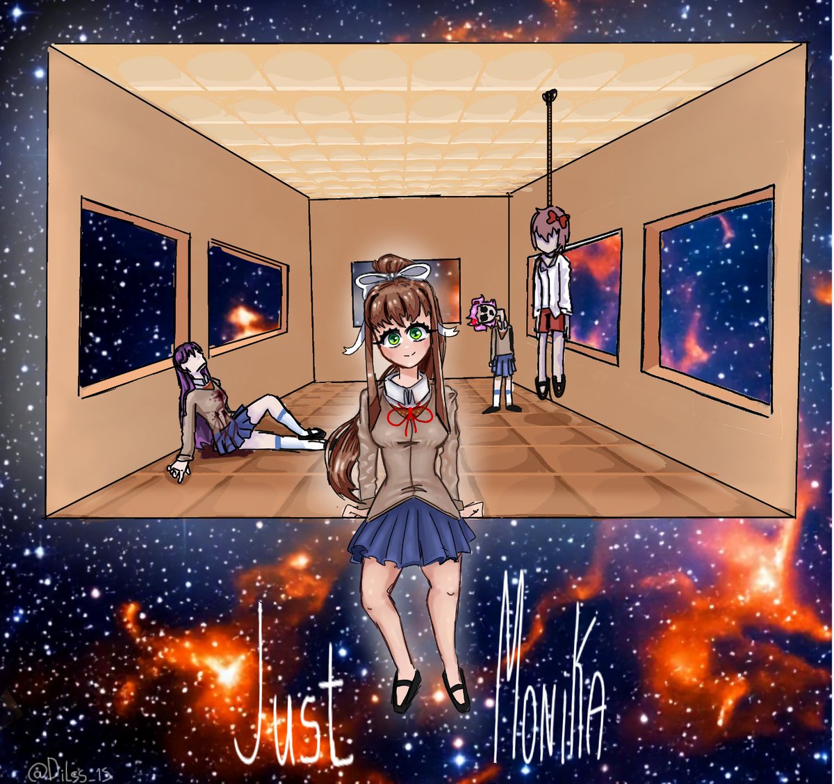 Dilss_15's tweet photo. Remembered it’s a horror game, so...
#DDLC  #Monika https://t.co/VqNfiog6Hd