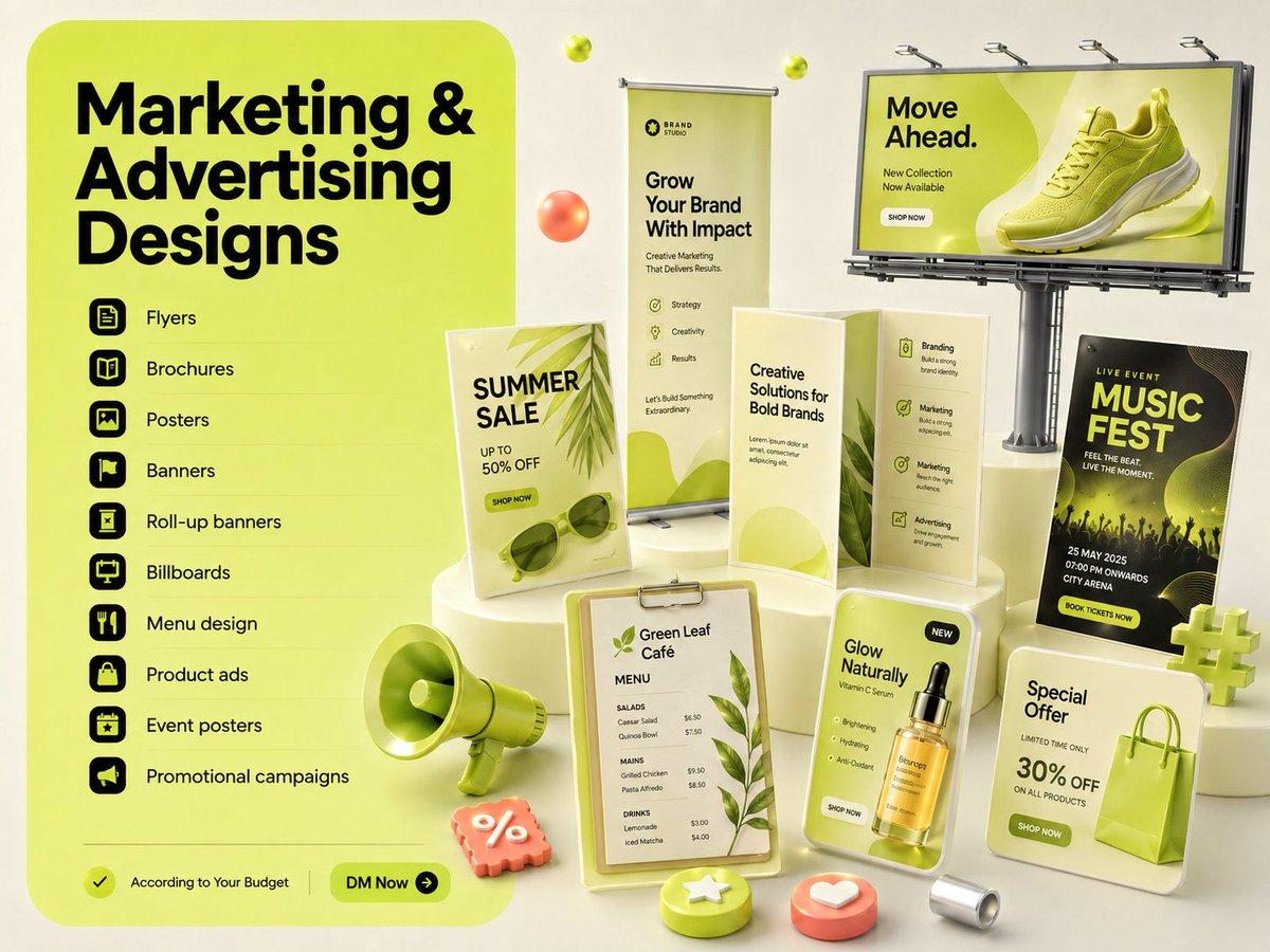 Cre8iveSense's tweet photo. From billboards to menus to event posters - marketing designs that turn heads and bring in customers.
#AdvertisingDesign #MarketingDesign #BrandCampaign #GraphicDesign #PrintAds https://t.co/fjHDlRnl7Y