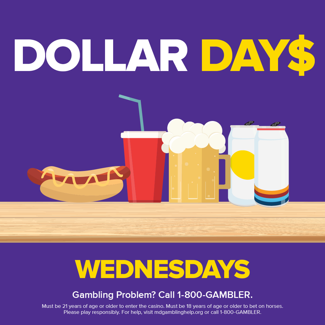 OceanDowns's tweet photo. TONIGHT! DOLLAR DAYS! Wednesdays during Live Racing! $1 Hot Dogs, Sodas & Nattys! $3 Surfside Iced Teas & Lucky One Blueberry Lemonades!
First Post Time is 6:40PM
#ocmd #winning #fun #oceandowns #racetrack #foodies #dollar https://t.co/J9gLJQ6gy0