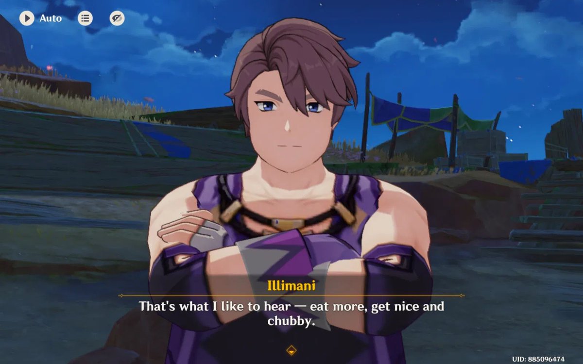 Jillywhatevs's tweet photo. thinking about those two genshin npcs that drove away from their tribe to embrace fatness and got chubby and convince other people to stop dieting and get chubby… they even persuade the traveler.. if only we could accept https://t.co/M93Si3hhc2