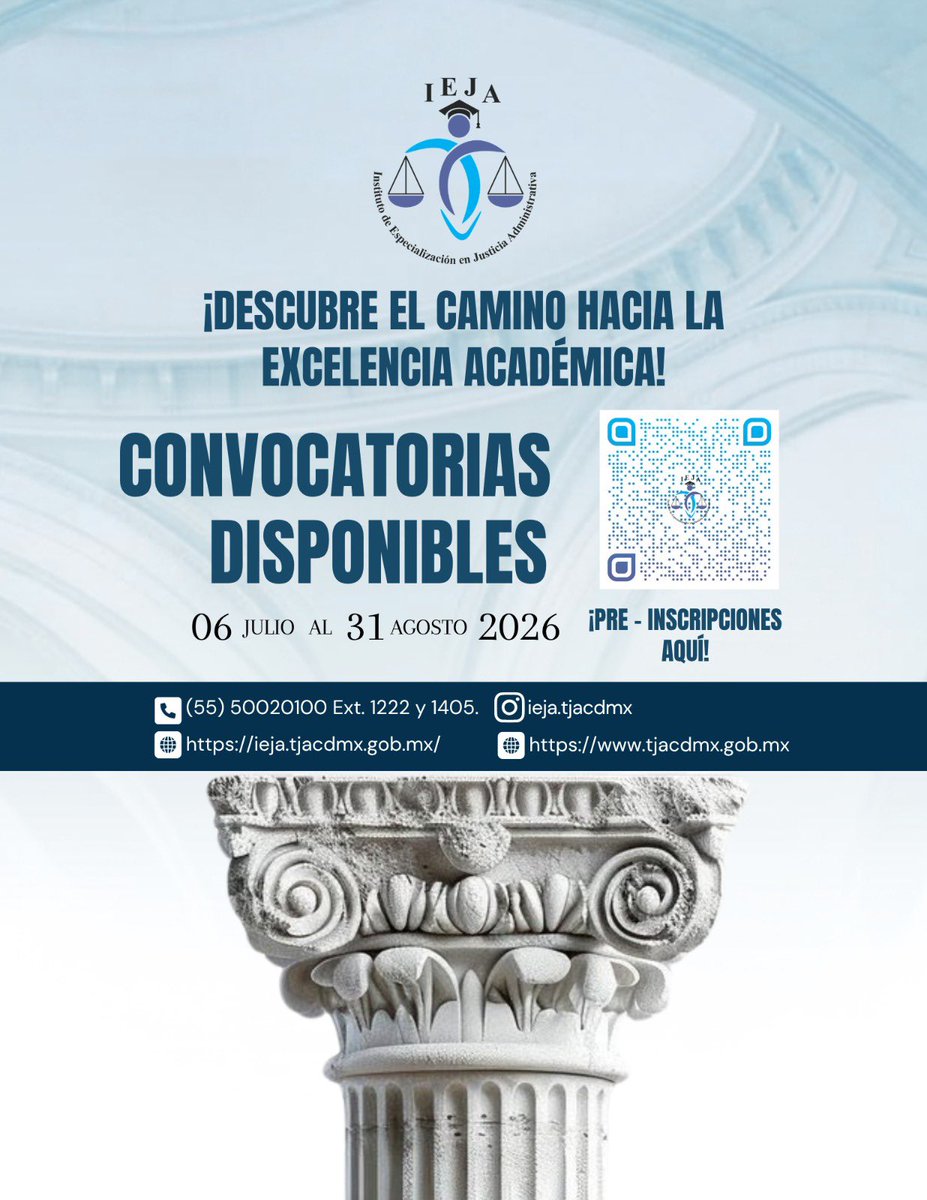 TJA_CDMX's tweet photo. 🎓 Impulsa tu desarrollo profesional con la oferta académica del IEJA.

Conoce nuestros programas de maestría y doctorado, diseñados para fortalecer tu formación con un enfoque de excelencia académica.

📚 Consulta la convocatoria y forma parte de la próxima generación. https://t.co/rl7p6wGRar