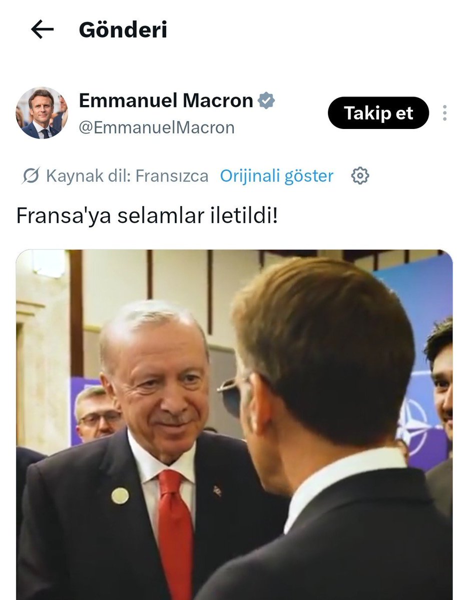 medyamuhtari's tweet photo. 🔴 Reis, En büyük mü bilmiyorum ama çok büyük.

Cumhurbaşkanı Erdoğan, Macron'u uğurlarken "Fransa halkına selamlarımı iletin" diyor..

Macron, "selamlar iletildi" diye twit atıyor.. https://t.co/Y13QEMixSy