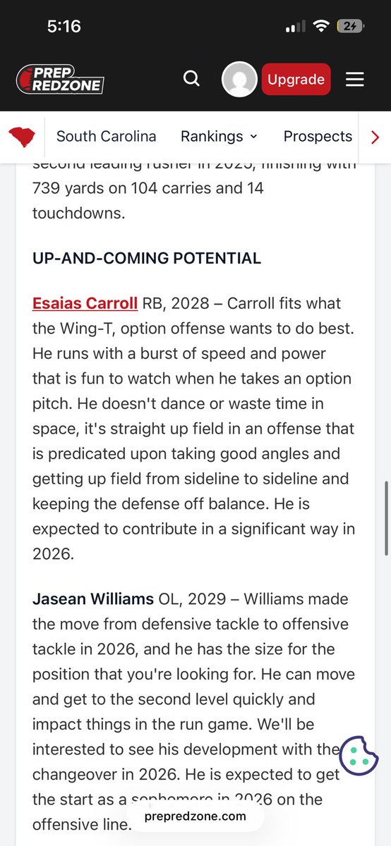 EsaiasCarroll's tweet photo. Blessed to be recognized. Thank you @PrepRedzoneSC for the write-up! Grateful for the support. More work to do! 💯🙏@CoachJasonTone @CoachMcCTLH @CoachTaylorTLH @CoachGarrettH @DBrownleeJr https://t.co/EsXsD5hMvm