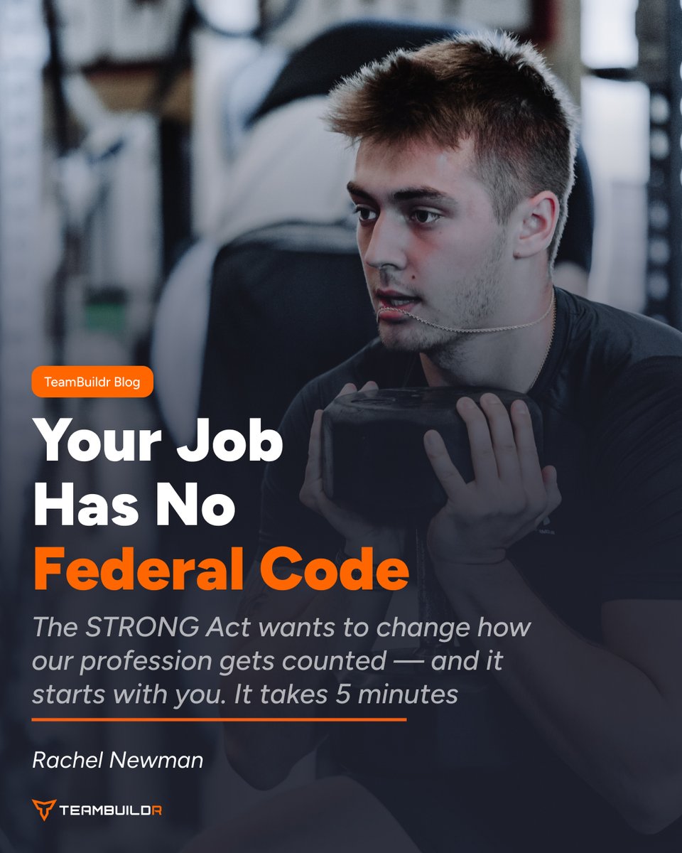 teambuildr's tweet photo. Same box. Different jobs.

A coach with a master's, a CSCS, and years programming for contact sports gets the same federal job code as someone teaching Tuesday night spin.

H.R. 9527 (the STRONG Act) wants to fix that. Call (202) 224-3121, say you support it, give your zip.

Takes 5 min → https://t.co/XHMzfVFBcR