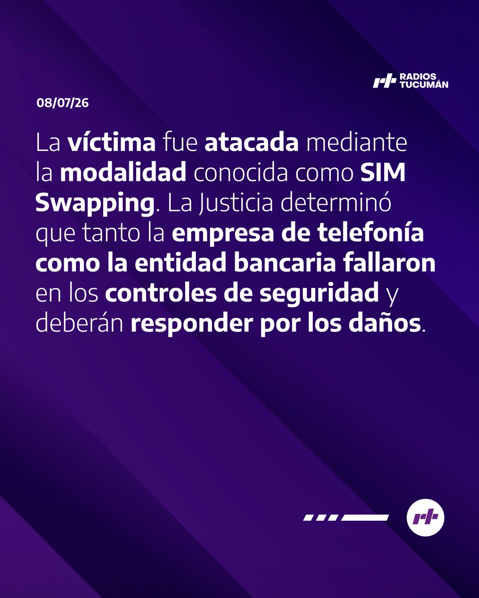 radiostucumanok's tweet photo. 📱 Le clonaron el chip del celular mediante un "SIM Swapping", le robaron $19,2 millones y la Justicia condenó a Movistar y al Banco Galicia a indemnizarla por fallas en los controles de seguridad.
#SIMSwapping #EstafaVirtual #Justicia #Argentina https://t.co/9xefK6vXHO