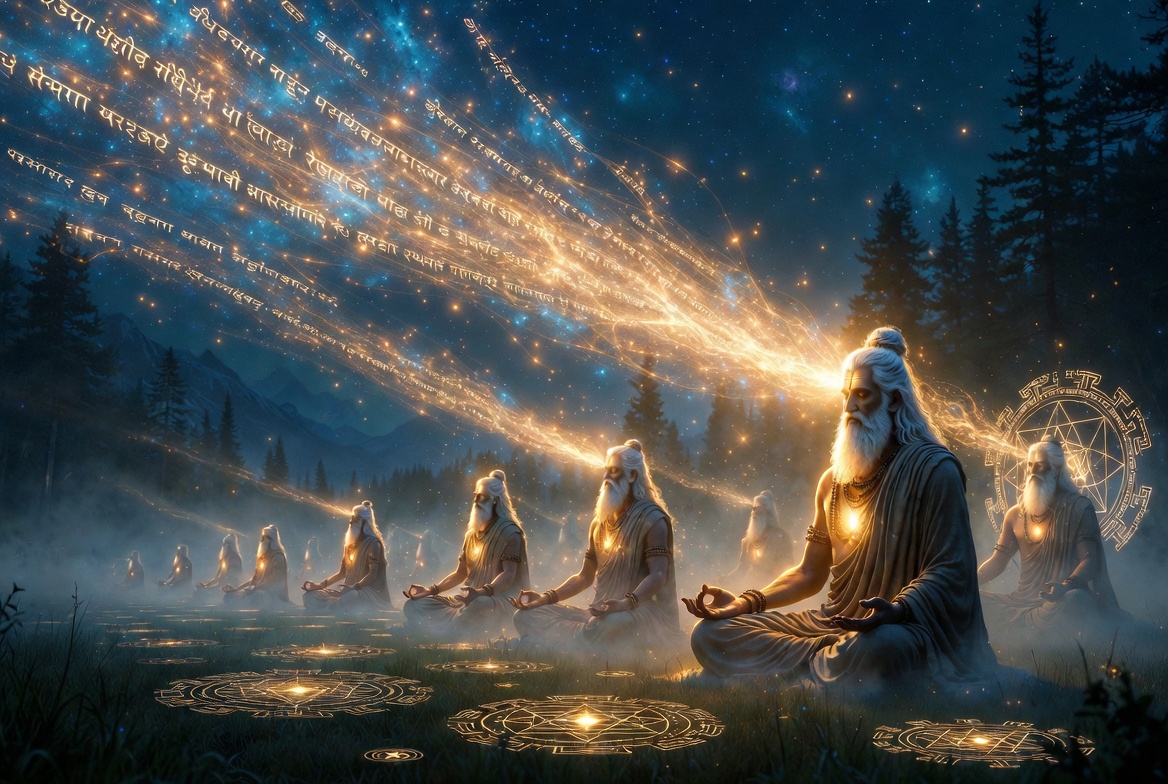 enbuyuksir's tweet photo. Trans Halinde Evrenin Sesini Yakalayan Kadim Bilgeler!

Hindu teolojisine (özellikle Mimamsa okuluna) göre Vedalar, evren yaratılmadan önce de var olan ezeli ses frekanslarıdır (Şabda). Rişi adı verilen kadim bilgeler bu sesleri kulaklarıyla duymamış, trans halindeyken evrenin dokusundan "Algılamışlardır. Mimamsa’nın en büyük teolojik kalkanı, Vedaların Apauruṣeyatva (bir insana veya kişiliğe ait olmama) statüsüdür. Vedalar, evren yaratılmadan önce var olan ezeli ses frekansları (Şabda Brahman)dır. Onlar evrenin atom altı seviyedeki titreşimleridir. Rişiler (Kadim Bilgeler) bunları "Yaratmamış", sadece trans halinde algılamışlardır. Şabda (Kutsal Ses) evren yaratılmadan önce de var olan ezeli frekanslardır. Evren, bu seslerin (Mantra ve Fonetik Yapıların) tezahürüdür. Mimamsa filozofları (Purva Mimamsa Okulu), dışarıdan gelebilecek her türlü eleştiriye karşı şöyle meydan okurlar: "İnsan elinden çıkan her şey kusurludur ve hata barındırır. Vedalar ise bir insana ait olmadığı için mantıksal olarak hata barındırması imkansızdır. Eğer Vedaların yanlış olduğunu iddia ediyorsanız, evrenin ses frekansını (Fonetiğini) değiştirebilecek daha üstün bir varlık veya kozmik bir kanıt getirmek zorundasınız."