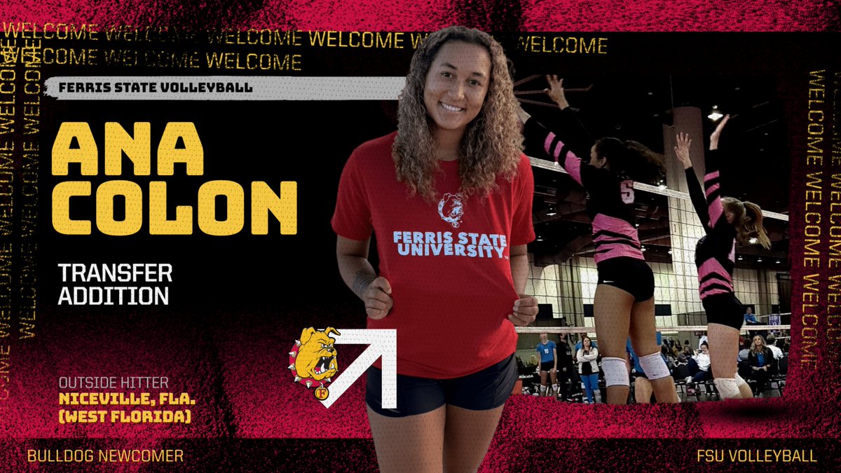 ferrisathletics's tweet photo. WELCOME! Back-To-Back Regional Champion Ferris State Volleyball adds transfer hitter Ana Colon from West Florida ahead of 2026 campaign! https://t.co/7STINa4bTl @FerrisStVball https://t.co/w7Wivi0ElA