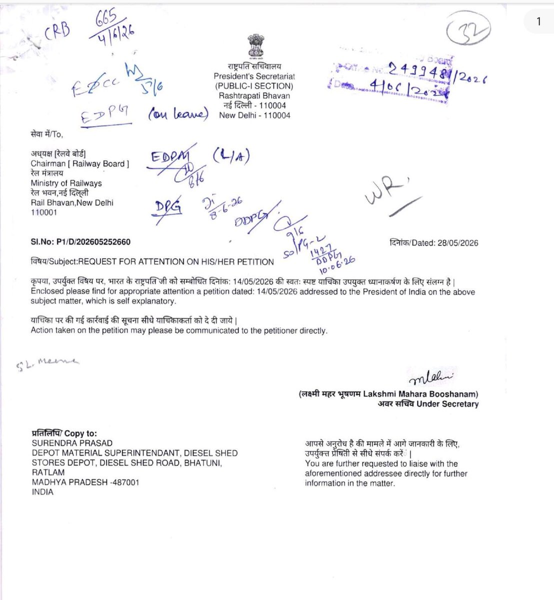 surendrax82's tweet photo. Resptd PM Shri @narendramodi Sir @PMOIndia Honorable President of @rashtrapatibhvn India Office please read my prayer 🙏 which I have #uploaded my case in brief where I have been framed by Vigilance with a bigger Conspiracy bypassing all rules and #destroying #EVIDENCE, and also my petition send to Respected PM Sir and Honorable President Madam office to @QUASH my False Fabricated Chargesheet given by Vigilance and Stores officers of @WesternRly but the same has been the sent to the same Officers to the #PCMM Shri Ashish Verma @WesternRly and his Subordinates Officers Shri Ravinder Bhakar CMM ADM , Shri Vedpal DyCMM - who are involved in my mental torture, Harassment and victimisation for not supporting and becoming Part of their #Corruption_Racket when I was working under Shri Atul Sharma Ex-SrDMM ( Caught by CBI on 30.11.23 at @WesternRly HQ MUMBAI)Vadodara Division , Shri Rajat Jain DyCMM and Shri Mukesh Kusumakar AMM Pratapnagar Vadodara, And now in 65 MT Ferrous Scrap sold Lot Scrap Scam as Published in local newspaper.
These Officers alongwith #Vigilance are hardcore liars and experts in doing CONSPIRACY manipulating facts and telling lies , hence my humble #PRAYER that please do my case independent examination and investigation by @CVCIndia Or @CBIHeadquarters only. Thus I have apprehension that no justice will be done by STORES OFFICERS and Vigilance Officers. They are harassing me in such a way that I feel doing #SUICIDE . These Officers are openly Violating Rules , doing #Misconduct , doing CONSPIRACY against me but still no action against them. Even Shri Rajat Jain DyCMM and Shri Mukesh Kusumakar AMM Pratapnagar Vadodara have Said the we are #UPSC Officers and nothing will happen to Officers !! They have even mocked at PM Shri @narendramodi . Also they told that he( PM Sir) can not do anything if we give any framed CHARGESHEET in year 2022 alongwith Shri Atul Sharma Ex-SrDMM Vadodara Division .Present PCMM and his Office is supporting these Officers.. because they work on the Principle - OFFICERS LOBBY.
The @WesternRly Vigilance Officers DyCVO Vigilance Stores and Shri Sachin Wasnik Chief Vigilance Inspector working under SDGM/CVO have done a big Conspiracy in collaboration of Stores Officers Shri Vedpal DyCMM Dahod who is also a former DyCVO Vigilance Stores working under PCMM @WesternRly
under Resptd RM Shri @AshwiniVaishnaw Sir of @RailMinIndia . The certain Vigilance Officers DyCVO, Shri Sachin Wasnik CVI,and the Stores Officers have started a false and fake fabricated Disciplinary Action Proceedings against me . Even the Vigilance accept off the record that the Chargesheet given is fabricated and legally unsustainable and is a #ADMINISTRATIVE_TRAP to mislead higher Authorities of @PMOIndia @CVCIndia @CBIHeadquarters @RailMinIndia etc. #Sources says that the Disciplinary Authority Shri #Vedpal_DyCMM Dahod who is not Authorised as per Railways Board guidelines to become my Disciplinary Authority has told that Vigilance Officers have been told to frame you anyhow.. maybe because they want that an honest @indiannavy Ex-servicemen should be punished anyhow .. and in future nobody from Railways dare to speak against @WesternRly Corruption doing Stores Officers and they are free to #LOOT @RailMinIndia and Our #Public Money i.e. our Government of India money!! Resptd PM Shri @narendramodi Sir RM Shri @AshwiniVaishnaw Sir @RailMinIndia @Gmwrly Sir , Honorable President @rashtrapatibhvn of India Madam
I request you with folded hands 🙏that please see that my Chargesheet is #QUASHED at the earliest so that Honesty integrity devotion towards Railways and our Nation is not defeated 🇮🇳🇮🇳🇮🇳🇮🇳 @RailwaySeva