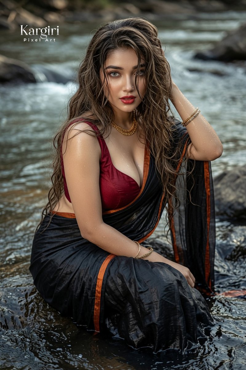 Actresshub11's tweet photo. A curvy Bengali beauty wrapped in a wet black organza saree, intense gaze that stops time. River rocks, cascading wet hair, and pure seduction.
Monsoon dreams hit different.
#WetSaree #BengaliBeauty #SareeVibes #RiverSiren #IndianGlam #MonsoonMagic #DesiDrip #Cinematic #toxic https://t.co/4ZOSDMQocX