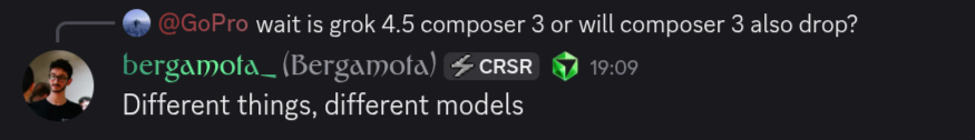 LDreamer17330's tweet photo. @Vishal_anton16 @vercel_dev @SpaceXAI 1. You can't read, they are definitely not the same models (images attached for more proof)
2. In no world are Composer models (which are just based on Chinese Kimi models) &amp; the Cursor comparable to Grok models &amp; the SpaceXAI team. You're retarded if you think they are. https://t.co/lJ12rh7brT