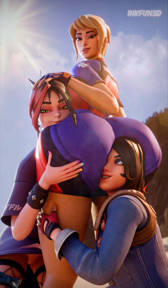 InkFun3D's tweet photo. (Fortnite) - Helsie and Skye worshipping Tide Strider's big farting ass! 🍑💨

Naked 4K versions in my bio! 

#fartfetish #fortnitensfw https://t.co/9SYzrLfH8k