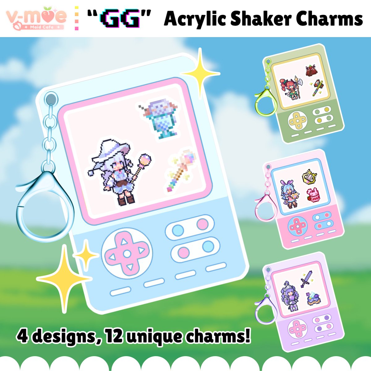 Vmoecafe's tweet photo. "GG" Merch is now LIVE!๐ข
Bring the adventure home with merch of our new original song, "GG"!
This drop includes:
- โจ๏ธ"Adventure Scene" mouse pad/desk mat
- โ๏ธ"Attack!!!" lenticular cards
- ๐ฎ"Game On!" shaker charms
- ๐PRE-ORDER "GG" standees
#vtuber #vtuberen #vmoecafe https://t.co/P2GsOT3pMv