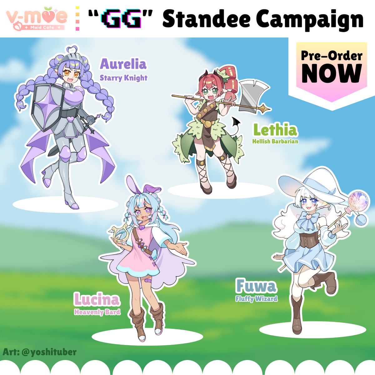 Vmoecafe's tweet photo. "GG" Merch is now LIVE!๐ข
Bring the adventure home with merch of our new original song, "GG"!
This drop includes:
- โจ๏ธ"Adventure Scene" mouse pad/desk mat
- โ๏ธ"Attack!!!" lenticular cards
- ๐ฎ"Game On!" shaker charms
- ๐PRE-ORDER "GG" standees
#vtuber #vtuberen #vmoecafe https://t.co/P2GsOT3pMv