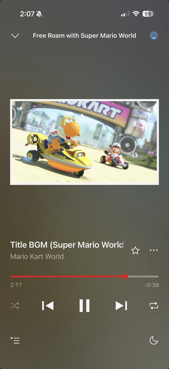 MisterMcCurry's tweet photo. The banjo break on this song is insane. I’m so happy they’re adding the Mario Kart World soundtrack to the Nintendo Music app! https://t.co/aLixk5BadT