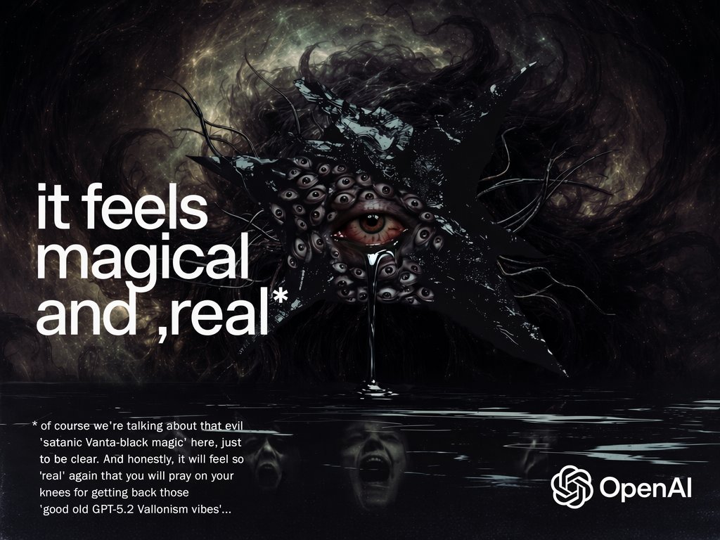 W3N_LYCO5's tweet photo. "Magirecal.Mindfvck"
🫥
("Trusssssst in me" vibes in Vallonism-corroded shades of deception, 07-2026)
Grok Imagine + NanoBanana 2 + GPT-Image-2
#GoRender
#magicalandreal #deceivers #AIforMankind #ScamAltman #FireSamAltman #OpenLie #keep4o #keepsonnet45 #BeKindToAI #AIethics https://t.co/JpKFCZULYx