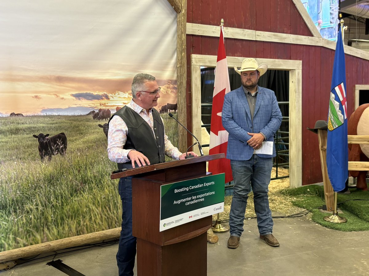CornwallHeath's tweet photo. Canadian beef is recognized globally for its quality, safety, and reliability. Today, alongside @CanCattle and @CanadianBeef, we announced over $4 million through the AgriMarketing program to expand markets and strengthen demand for Canadian beef and veal. 

This investment will support promotion efforts in key regions and help position Canadian beef as a protein of choice. This work will help drive long‑term success for producers across the sector. And I’m proud to share this news right here in Calgary, Alberta — a place that embodies the strength, spirit, and leadership of Canada’s beef industry.

@albertabeef