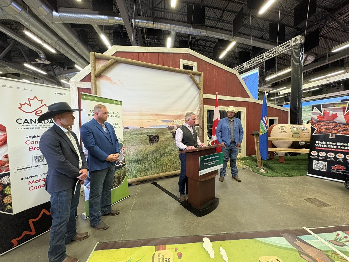CornwallHeath's tweet photo. Canadian beef is recognized globally for its quality, safety, and reliability. Today, alongside @CanCattle and @CanadianBeef, we announced over $4 million through the AgriMarketing program to expand markets and strengthen demand for Canadian beef and veal. 

This investment will support promotion efforts in key regions and help position Canadian beef as a protein of choice. This work will help drive long‑term success for producers across the sector. And I’m proud to share this news right here in Calgary, Alberta — a place that embodies the strength, spirit, and leadership of Canada’s beef industry.

@albertabeef