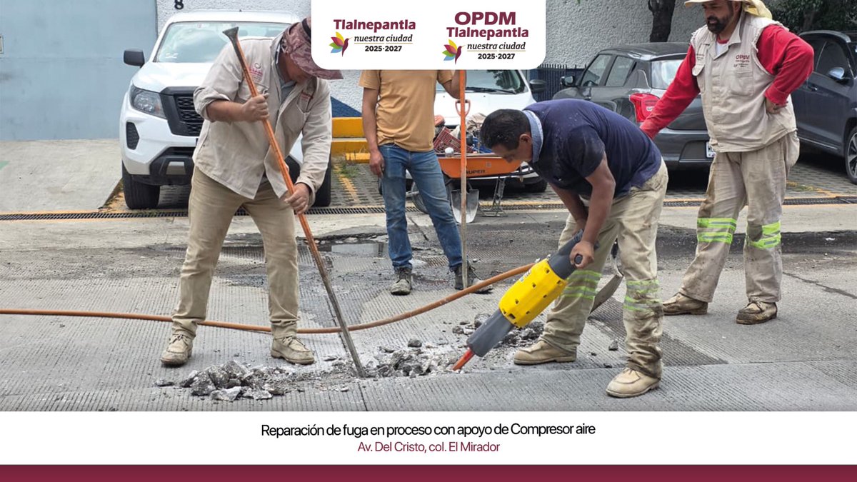 OPDM_Tlalne's tweet photo. Fortalecemos el equipamiento de nuestras cuadrillas para hacer más eficientes las labores de reparación de fugas en #NuestraCiudad.

La incorporación de un nuevo compresor de aire permitirá agilizar los trabajos en campo y mejorar los tiempos de atención.

#Tlalnepantla https://t.co/LjQK5As3Ka