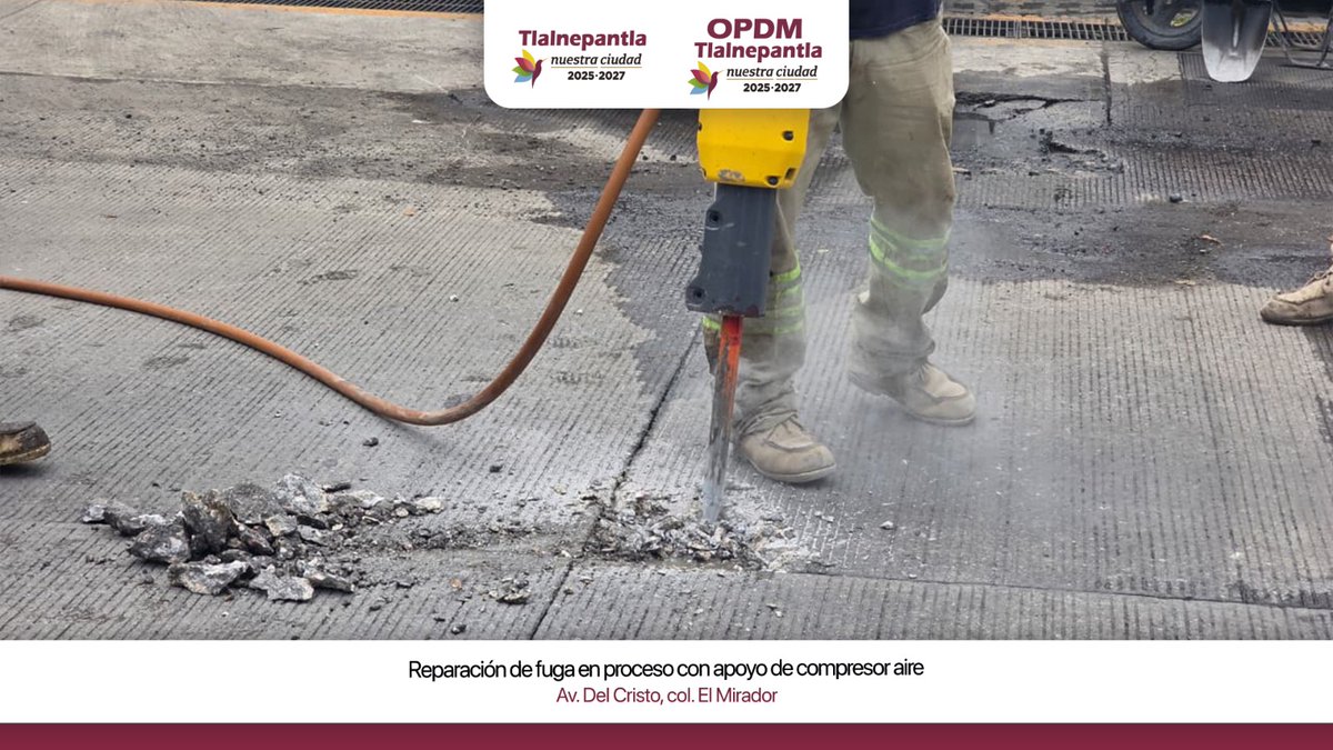 OPDM_Tlalne's tweet photo. Fortalecemos el equipamiento de nuestras cuadrillas para hacer más eficientes las labores de reparación de fugas en #NuestraCiudad.

La incorporación de un nuevo compresor de aire permitirá agilizar los trabajos en campo y mejorar los tiempos de atención.

#Tlalnepantla https://t.co/LjQK5As3Ka