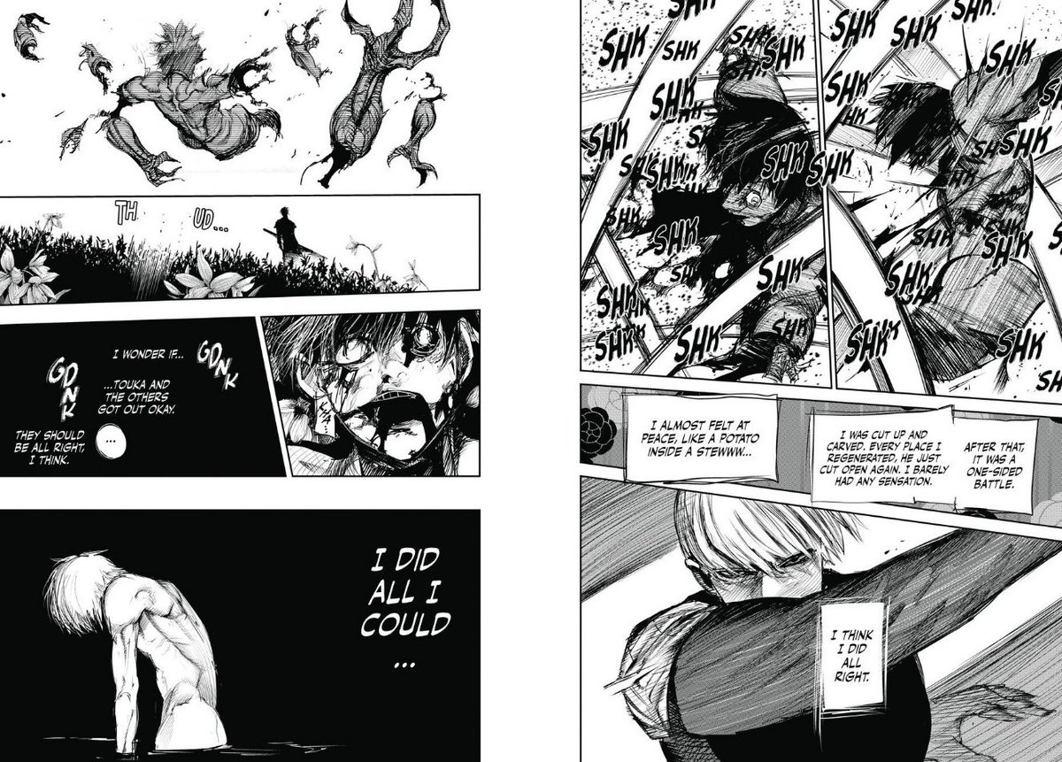 Aleczandxr's tweet photo. I've been saying this throughout this entire arc but this may be the best Tokyo Ghoul chapter. In the conversation for it at the very least. I love Hide and Kaneki. The simplicity, the love, and Kaneki has tears of hope for what feels like the first time ever. https://t.co/qcHbrVc4lG