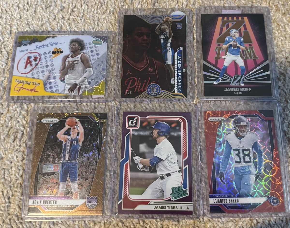 RyanLCards's tweet photo. $5 each or all for $25
Knox /50, Springer /8, Goff /50, Huerter /20, Tibbs /99, Sneed /20
$5 shipping BMWT #RLStacks https://t.co/04u7A5KK2W