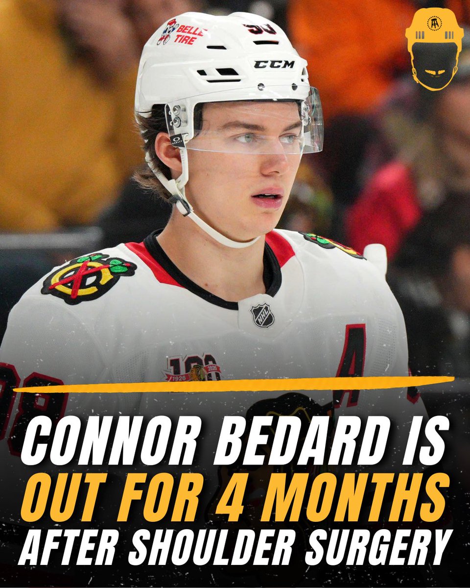 spittinchiclets's tweet photo. After undergoing successful shoulder surgery, Connor Bedard will be sidelined for the next four months. https://t.co/yFzJOKasHV