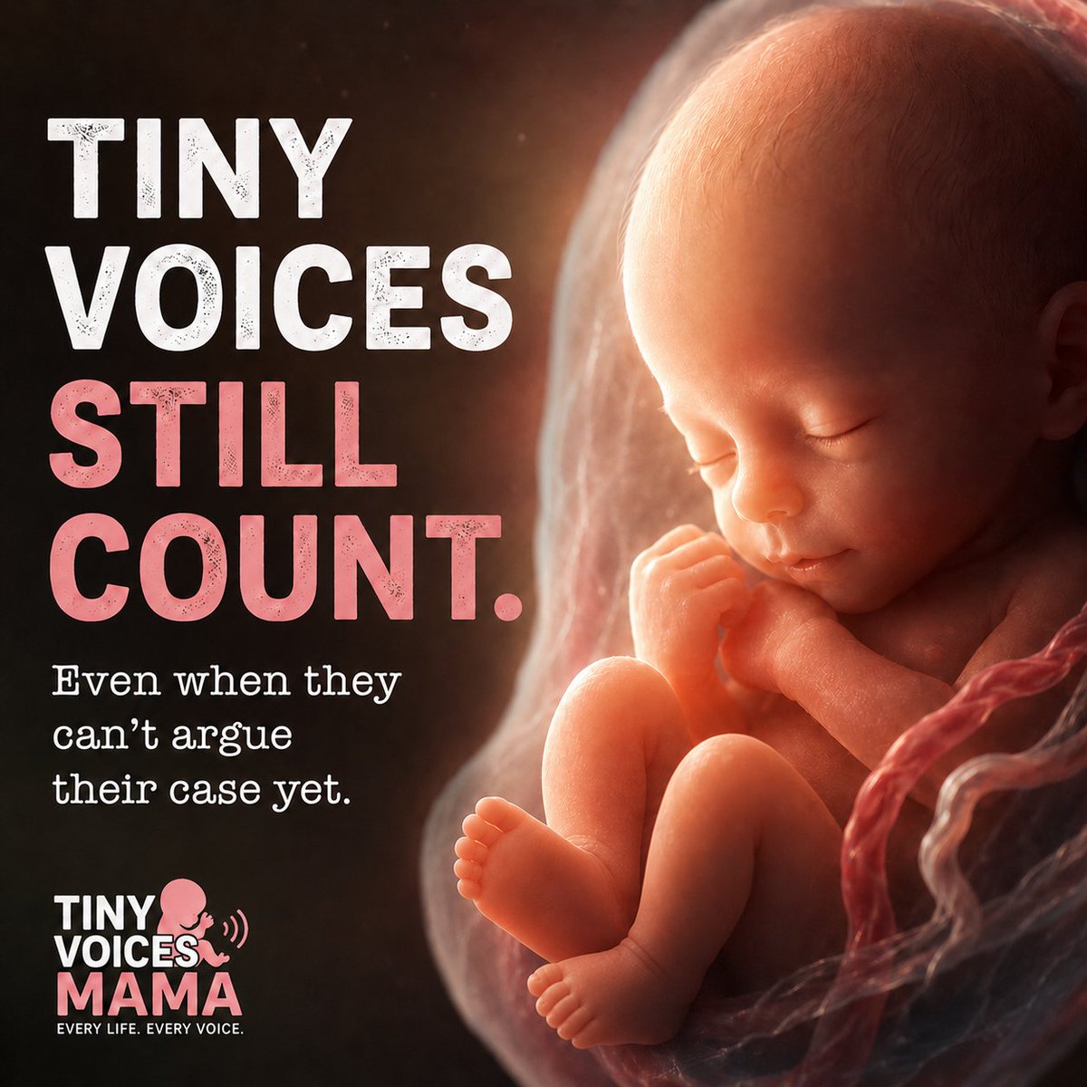 TinyVoicesMAMA's tweet photo. Tiny voices still count.

Even when they can’t lobby.
Even when they can’t vote.
Even when they can’t speak for themselves.
The question is simple:
Do the smallest human lives still deserve to be seen?

#ProLife #HumanRights #FamilyValues #Abortion #MakeAbortionMurderAgain https://t.co/vczalA5DPx