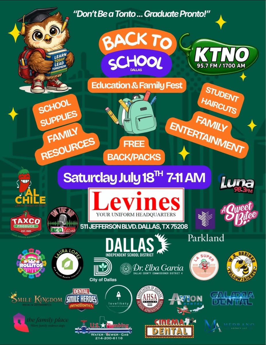 ahsadallas's tweet photo. Supporting another Back to School Resource Fair! See you there bright and early. Free supply giveaways. 😊 https://t.co/AR02dQDdFN