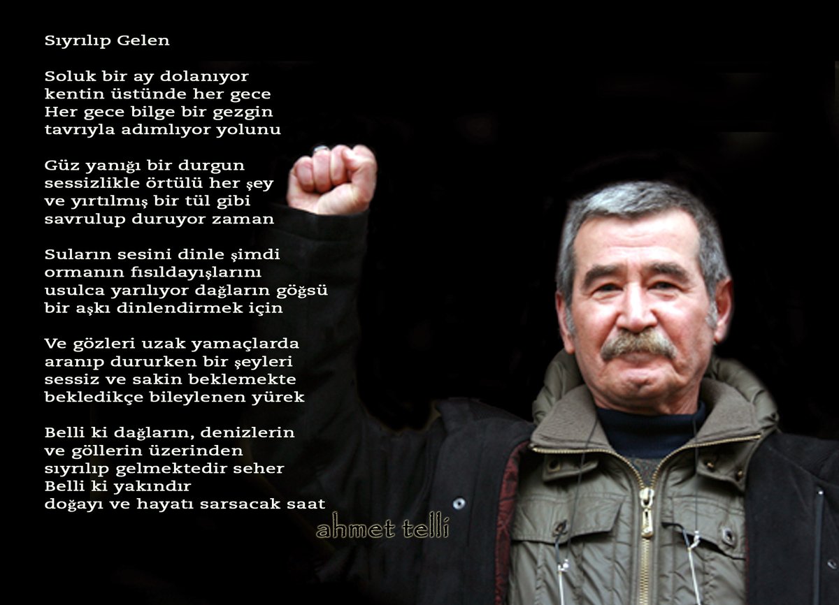 livaneliyim's tweet photo. "Belli ki dağların, denizlerin
ve göllerin üzerinden 
sıyrılıp gelmektedir seher 
Belli ki yakındır 
doğayı ve hayatı sarsacak saat"
Ahmet TELLİ https://t.co/UewpBNipi0
