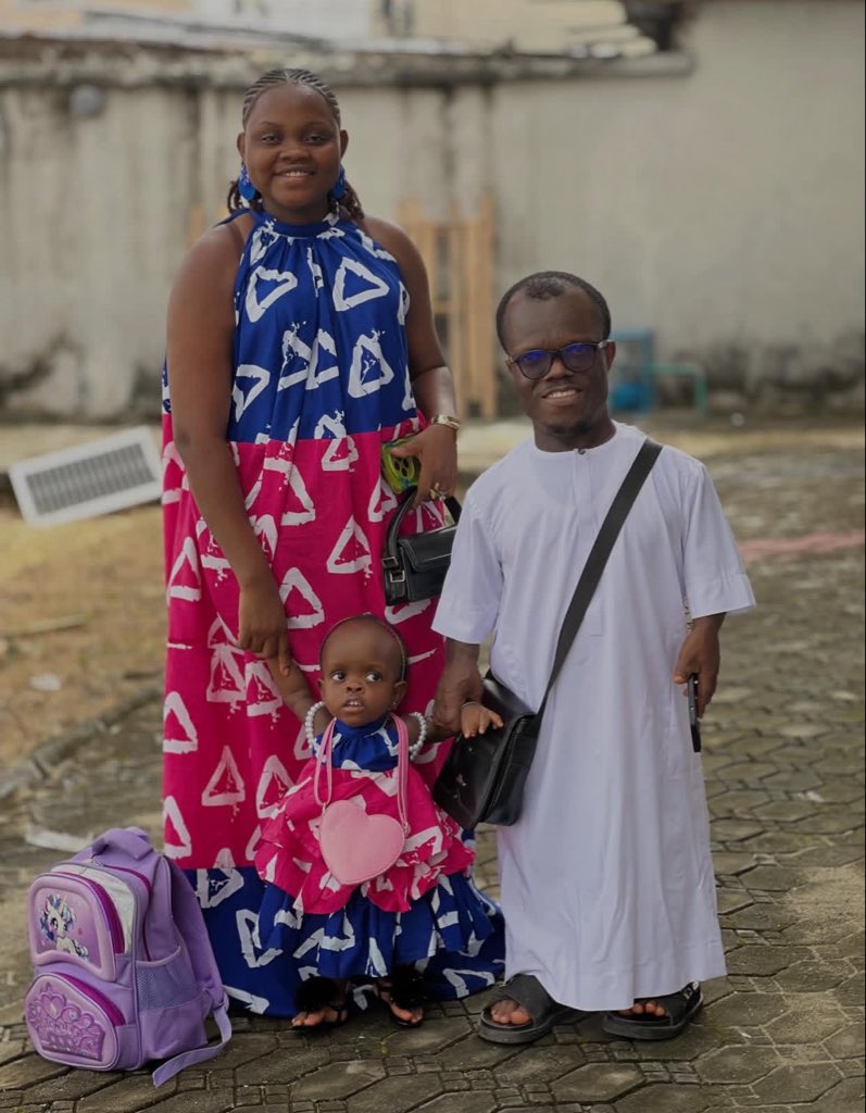 JustEniola01's tweet photo. Nkubi has dwarfism. When his wife got pregnant two years ago, they got some backlashes for reproducing, knowing that dwarfism can be hereditary.

Their doctors told them before they had their baby that she is likely going to have the same traits as her father, but they went ahead with the pregnancy and gave birth to Soromtochukwu.

Vivian Nkubi is currently pregnant again.

What are your thoughts on this ?