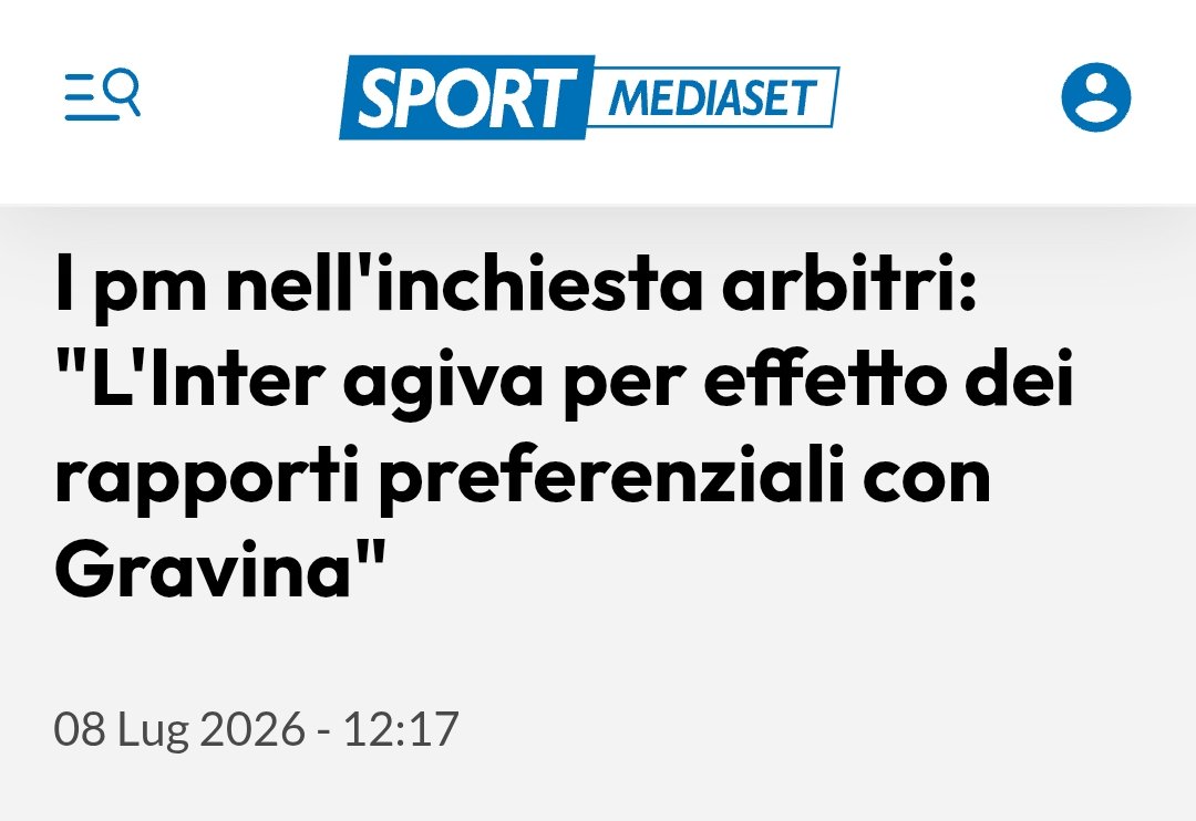 mirkonicolino's tweet photo. (Il Fatto Quotidiano) I dirigenti, o meglio gli esponenti della società #Inter per gli inquirenti hanno allo stato un nome e un cognome. E soprattutto emergono nelle chiamate di Rocchi con altri soggetti come interlocutori diretti.
"Non vogliamo quell’arbitro perché porta sf…”. Molto più spesso i desiderata erano ben più seri del tipo “quell’arbitro non lo vogliamo”. Però si va verso l'archiviazione: quantomeno questa Procura dovrebbe dare delle spiegazioni al Ministro della Giustizia e ai cittadini che pagano le tasse