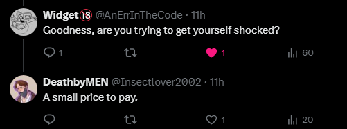 Insectlover2002's tweet photo. @AnErrInTheCode I guess we both have our sacrifices 😭 https://t.co/eC8SiLp6PG