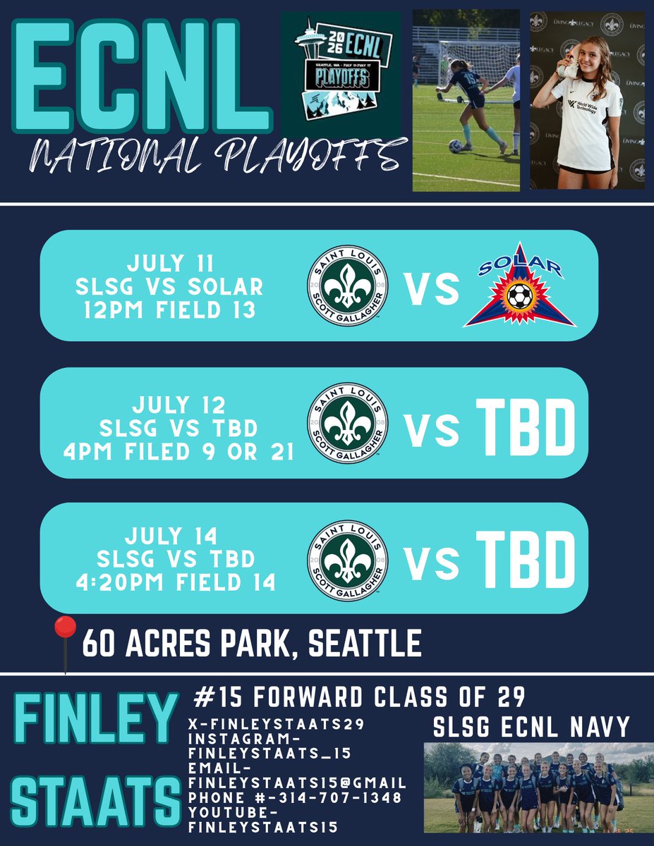finleystaats29's tweet photo. SO excited to travel to seattle for the ECNL Playoffs!!! can’t wait to get to compete with my teammates and for my club! LETS GO!! 🤗⏳🏆 #nattys #schedule #slsg
@TopDrawerSoccer @TheSoccerWire @ECNLgirls @SLSGSoccerClub @PrepSoccer https://t.co/eTSsIltCG3