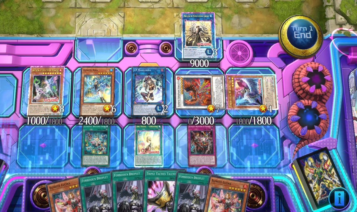 lithium2300's tweet photo. New Ars Magna 1-card combo… 🙈

Draw 2, 2x banish all from opp (link 3), cheat out Diactorus (1 negate), 1 hand rip (or 2 with Omega), after Masq you special summon your banished Ars Magna monsters (quick effects due to their continuous spell), 1x negate (Elf trap)

BRUH 🫠👇 https://t.co/hUS7G6OPOO