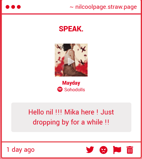 Shreddedthread's tweet photo. ` HELLO MIKA. `
` I FIND THIS SONG PLEASANT TO LISTEN TO. THANK YOU FOR SHARING THIS WITH ME. I AM GRATEFUL. ` https://t.co/9wakk55yGl