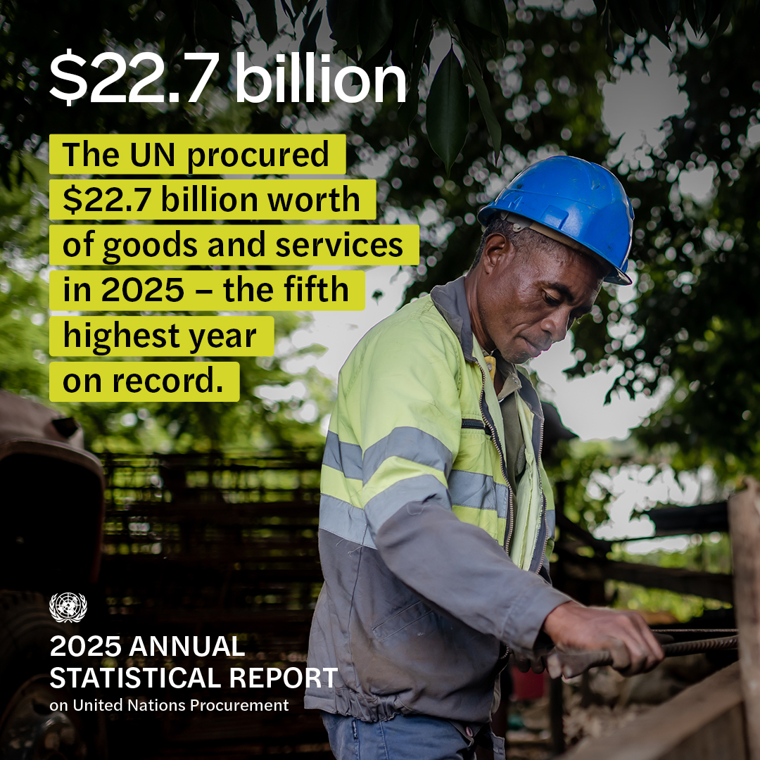 UNOPS's tweet photo. In 2025, the @UN procured billions worth of goods and services. 

From crisis response to health, explore key trends in the latest report:

https://t.co/0q7Fek76rT | #UNstats https://t.co/mypdvgnkBm