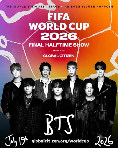 BTSDailyChile's tweet photo. Se anuncia que, junto a BTS, Madonna y Shakira, Justin Bieber se unirá como uno de los artistas principales del primer show de medio tiempo de la final de la Copa Mundial de la FIFA 2026.

Además, también se presentarán Burna Boy, Gustavo Dudamel y el PS22 Chorus junto a Coldplay.

#BTSxFIFA
