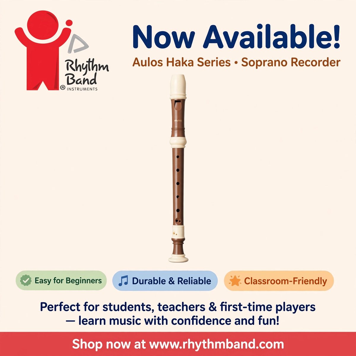 RBInstruments's tweet photo. Classroom favorite, parent approved 👏
The Aulos Haka Series Soprano Recorder is durable, easy to play, and sounds great right out of the box. Start the music journey today.
https://t.co/TSnt1RrDvh
#MusicEducation #RhythmBand #aulos https://t.co/TtJVFsk7Lw