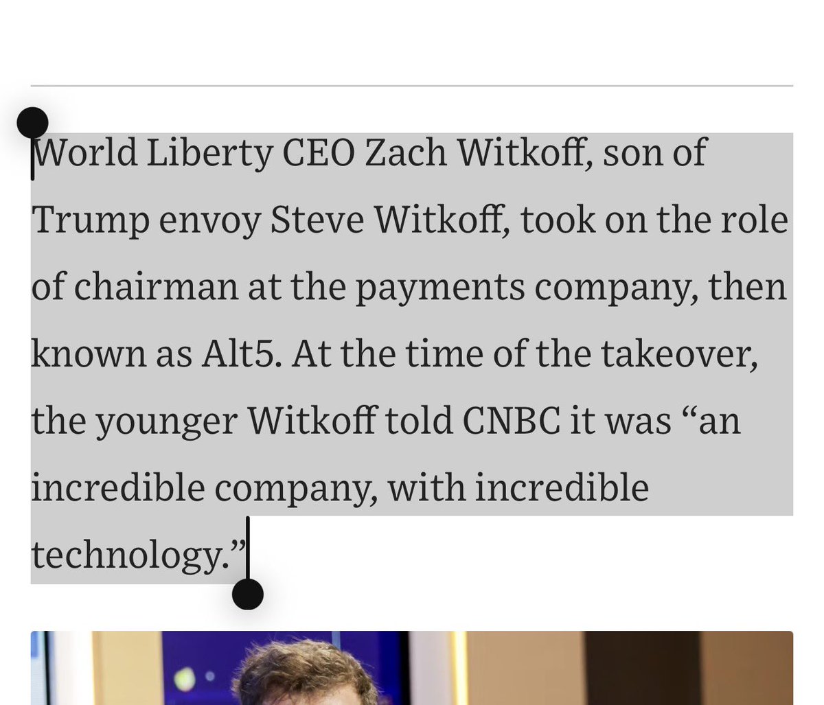 MollyJongFast's tweet photo. And who is the CEO of world liberty?

Son of Steve Witkoff https://t.co/d7r5f07Vq5